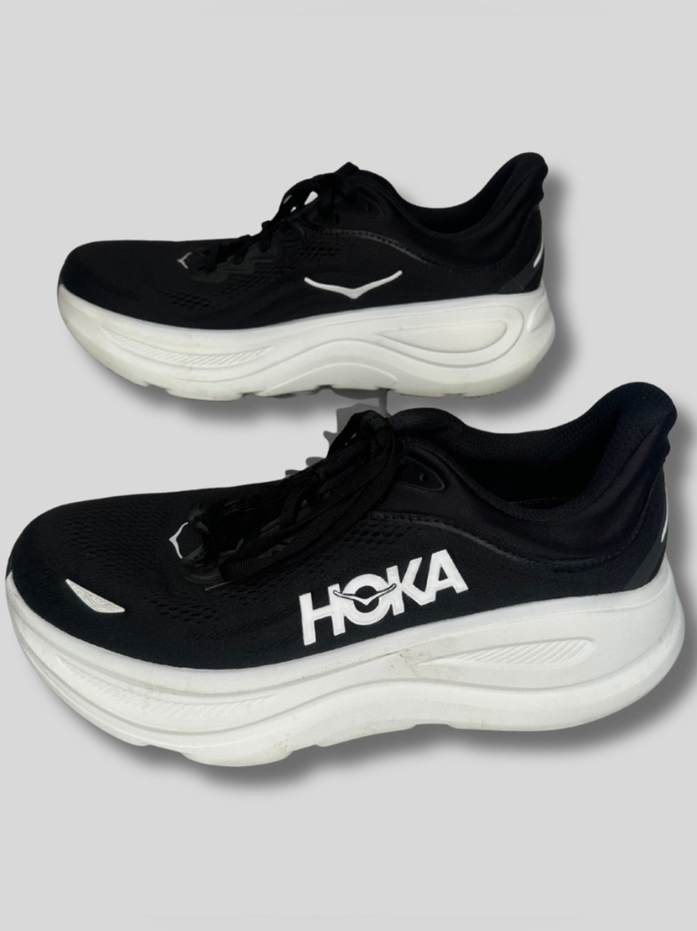 HOKA Bondi 9 Women’s 10B Black White Running Walking Shoes 1162012